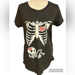 Crazy Dog T-shirts Maternity Graphic Mom/Baby Girl Ruched Grey Shortsleeved Med